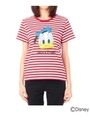 ボーダープリントTシャツ(ミッキー&ドナルド)/ワインレッド(363)