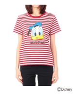 ボーダープリントTシャツ(ミッキー&ドナルド)/ワインレッド(363)