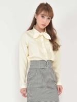リボンピンタックブラウス/ベージュ