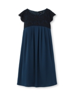 レース切り替えサテンワンピース/ライトベージュ(551)