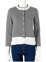 千鳥柄ニットカーディガン/ブラック