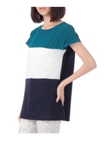 配色シフォン切り替えチュニック/ネイビー(093)