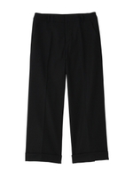 [L]ウール混ワイドクロップドパンツ/ブラック(019)