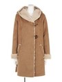 【ROSE BUD】FAKE MOUTON HOODED GOWN COAT/CAMEL