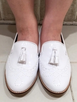 エナメルタッセルシューズ/ホワイト