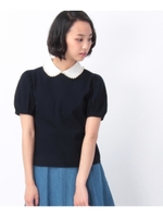 パールビジュー襟パフスリープカットソー/ライトグレー(911)