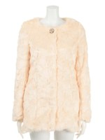 ビジュー付ノーカラーファーCT/アイボリー