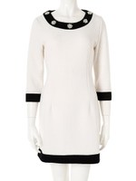 フラワーパールバイカラーワンピース/ホワイト