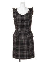 フロントリボンぺプラムタイトOP/ブラック