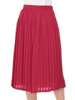 プリーツミモレスカート/ボルドー