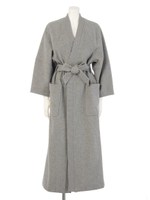 リブ衿ロングコート/ライトグレー