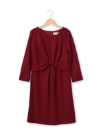 リボン風フロントAラインワンピース/ネイビー(093)