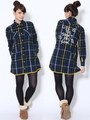BINDING PLAID SHIRT DRESS/ネイビー