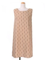 ダイヤストライプノースリワンピース/ボルドー