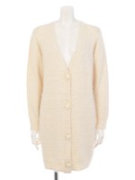 【F&A】ローズ釦シャギーロングカーディガン/LIGHT GRAY