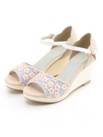 【JELLYBEANS】フラワーチュールウエッジサンダル/ピンク