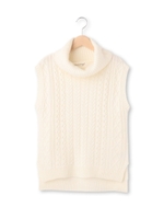 ケーブルオフタートルベスト/オフホワイト(003)