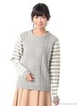ケーブル袖ボーダーＫＴ　ＰＯ/グレー系