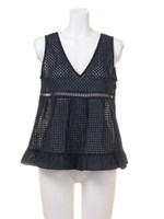 コットンエンブロイダリー ブラウス/ネイビー