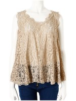 フラワーレースAライントップス/ブラック