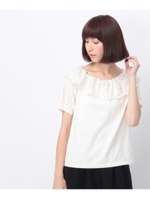 レースフリルネックカットソー/ブラック(019)