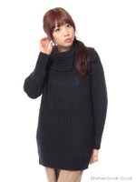 重ねタートル衿チュニック/Charcoal Gray