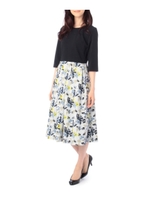 FLICKA フラワー切り替えワンピース/イエロー(132)