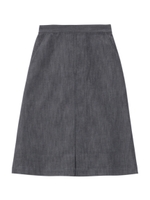 [L]ミモレ丈台形デニムスカート/ネイビー系(493)