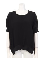 【CASUAL】ルーズイレヘムシフォンTOPS/ブラック