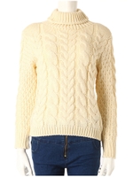 タートルケーブル編みニットトップス/アイボリー