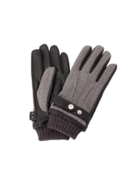 タッチスクリーンレザー＆ファブリックグローブ/ダークグレー(213)
