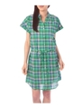 チェックスキッパーシャツワンピース/グリーン(222)