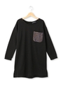 ツイードポケット切り替えサックワンピース/ブラック(019)