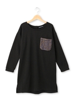 ツイードポケット切り替えサックワンピース/ブラック(019)