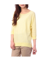 ビジューストライプドルマンニット/レモンイエロー(331)