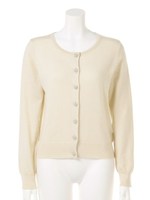 ビジュー調釦カーディガン/生成