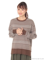 フォークロアスリットニット/茶系