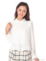 フリル使いブラウス/シロ