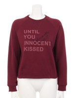 プリント入裏毛プルオーバー/ボルドー