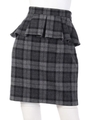 ペプラムリボンスカート(チェック)/チェック