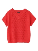 リネン混ラメニット/レッド(062)