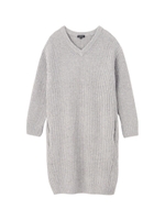 [L]畦編みニットワンピース/ライトグレー(911)