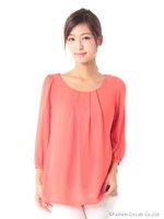 バックレースプルオーバーブラウス/ピンク