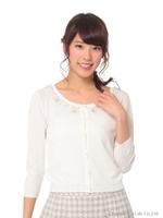 パールフラワー秋カラーカーデ/シロ