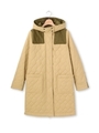 フードつき配色キルティング比翼コート/ベージュ(052)