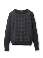 千鳥柄異素材ニット/ブラック(019)