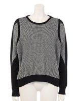 【M】CURVE ARM MIX MATELIAL KNIT/ブラック