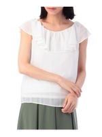 シャドーストライプシフォンブラウス/ホワイト(001)