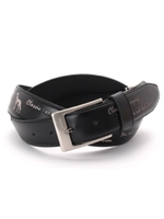 スクエアバックルデザインレザーベルト/ダークパープル(084)