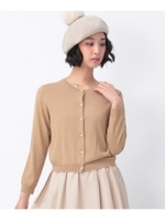 ビジュー使いクルーネックニットカーディガン/サンドベージュ(053)